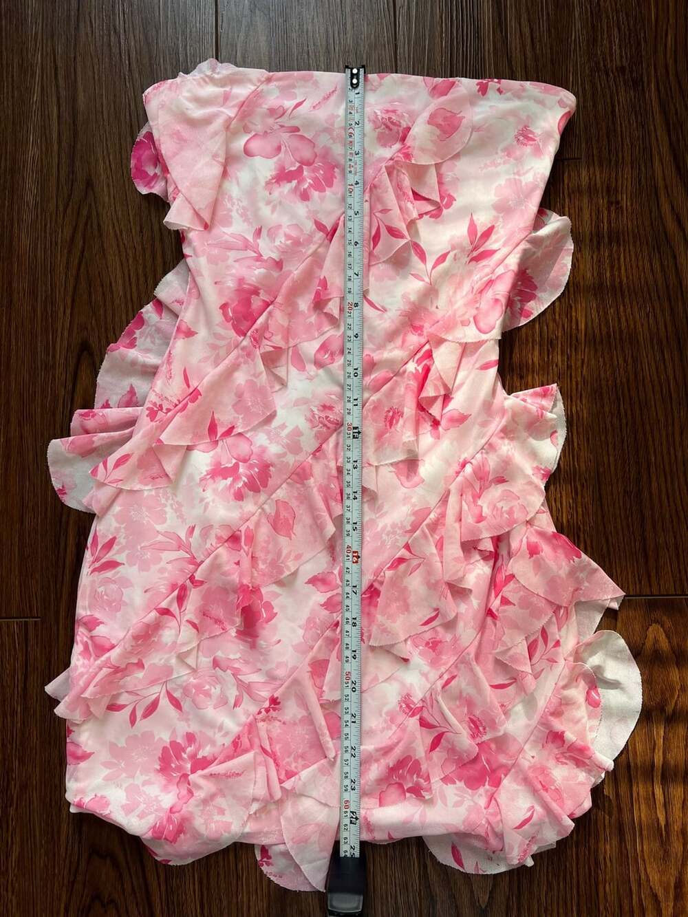 Windsor Pink Floral Print Ruffle Mesh Strapless Mini Dress Size Medium